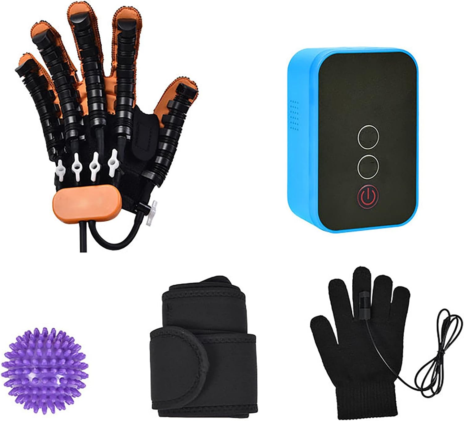 Rehabilitation Robot Gloves Finger Training, Finger Exerciser Hand Strengthener Finger Orthosis, for Long-Term Relief Finger Cramps(Size:L Code,Color:Right)