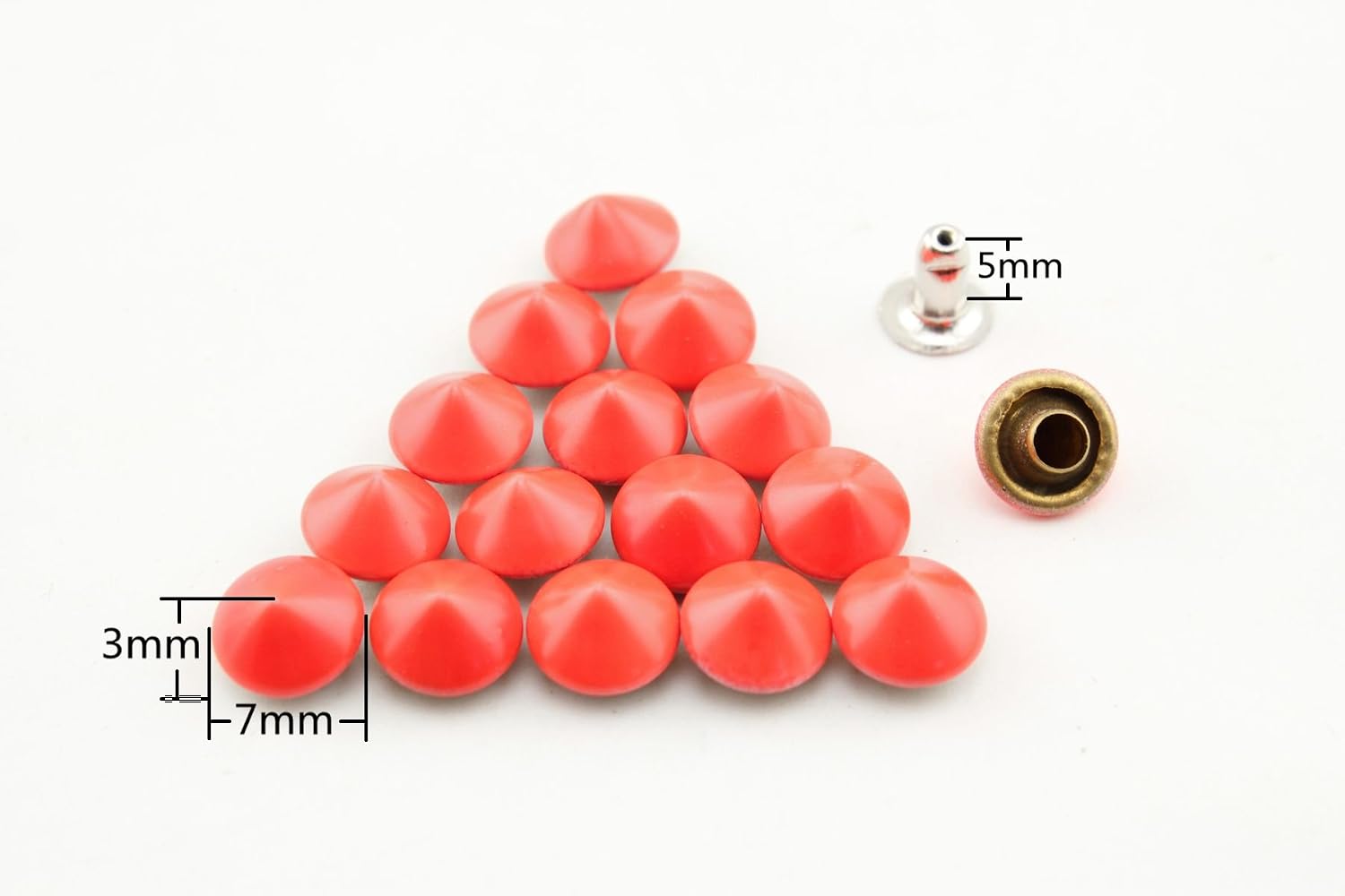 Cone Rivet 5/16" / 7mm x 4mm Copper Bullet Rivet Spike, Purse Rivets Studs for Leather Bag Making Clothing Shoes Red AT53B