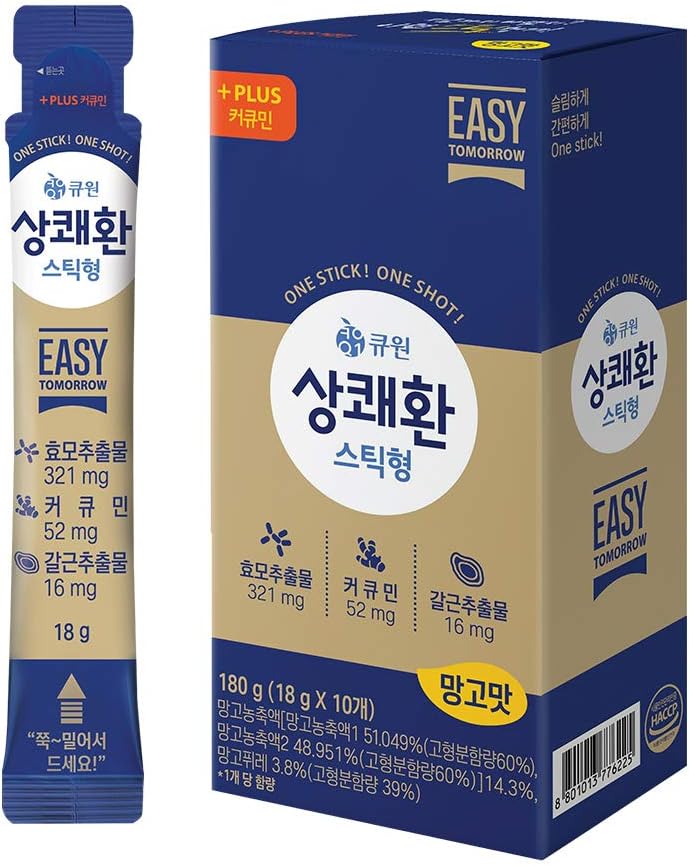 Q.one Easy-Tomorrow New Jelly Stick After Drink (Mango Flavor) 0.63oz(18g) x 10packs 상쾌환