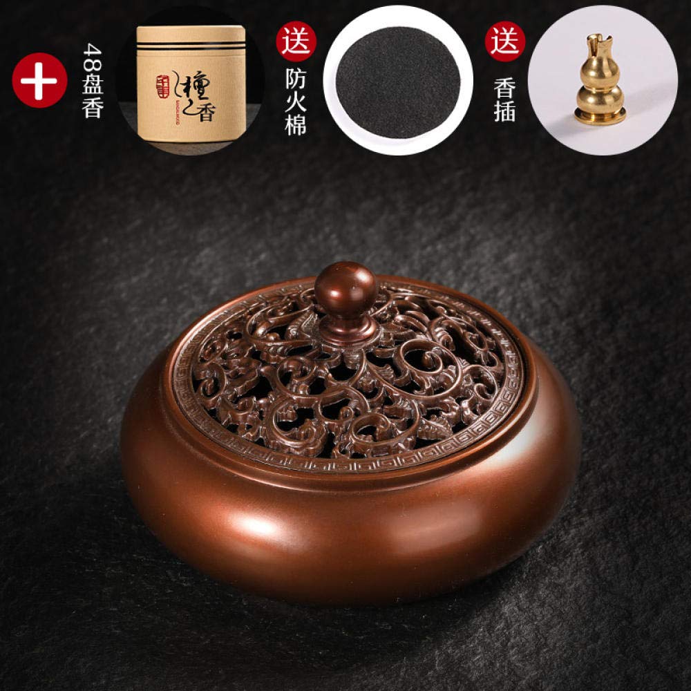 YUSDE Incense Stick Holders Vintage Buddhist- Household Indoor Sandalwood Furnace Coil Vintage Ceramic, Rattan Flat Hearth Furnace