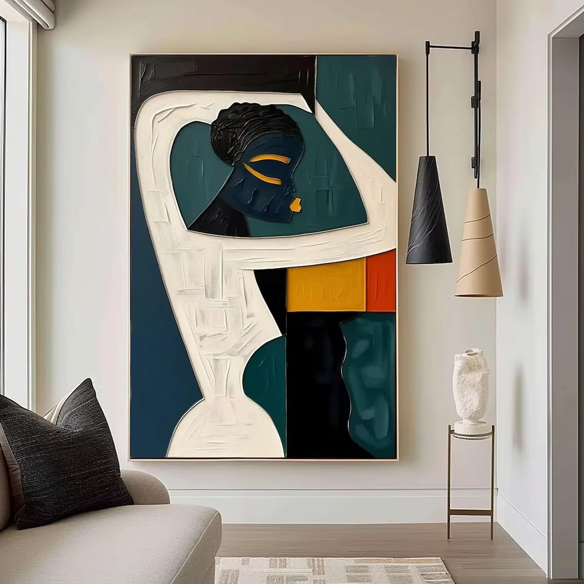IHHGNB Large Colorful 3D Textured Mural Abstract Canvas Prints Painting Picasso-style Oil Painting Modern Wall Art Decor(40x50cm(16x20in)/No frame)