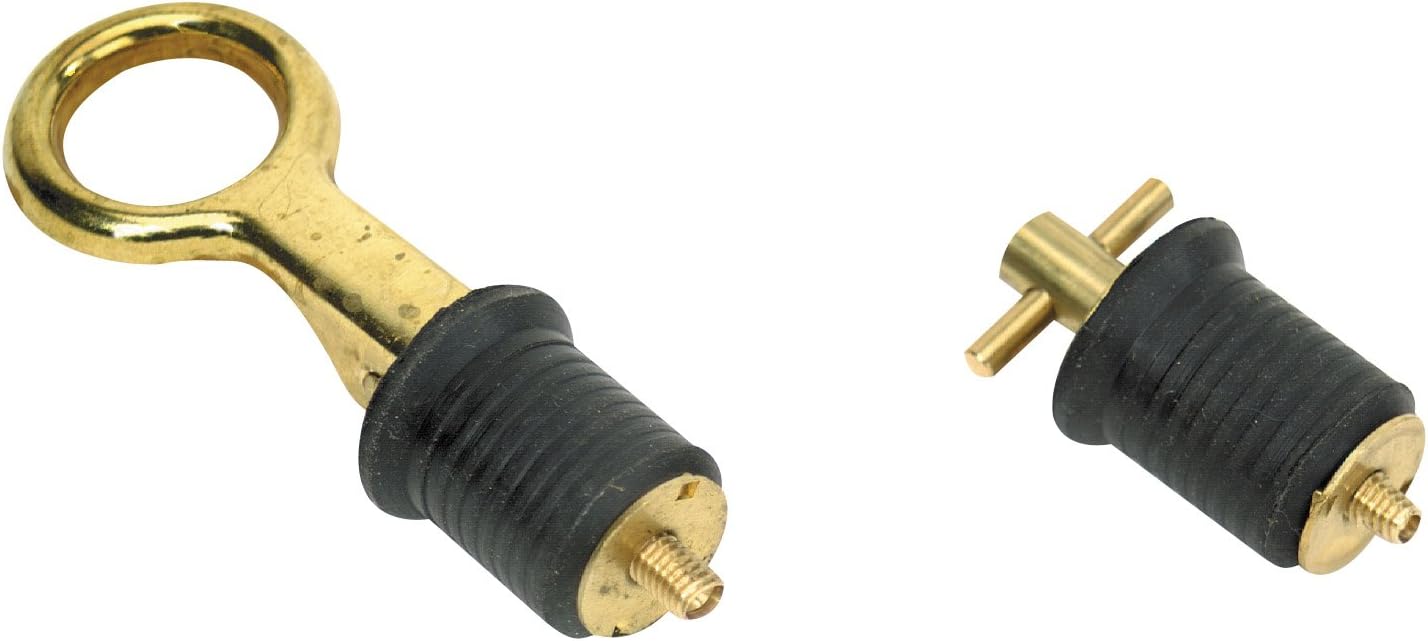 Whitecap Deluxe Brass and Rubber Drain Plug T - Handle