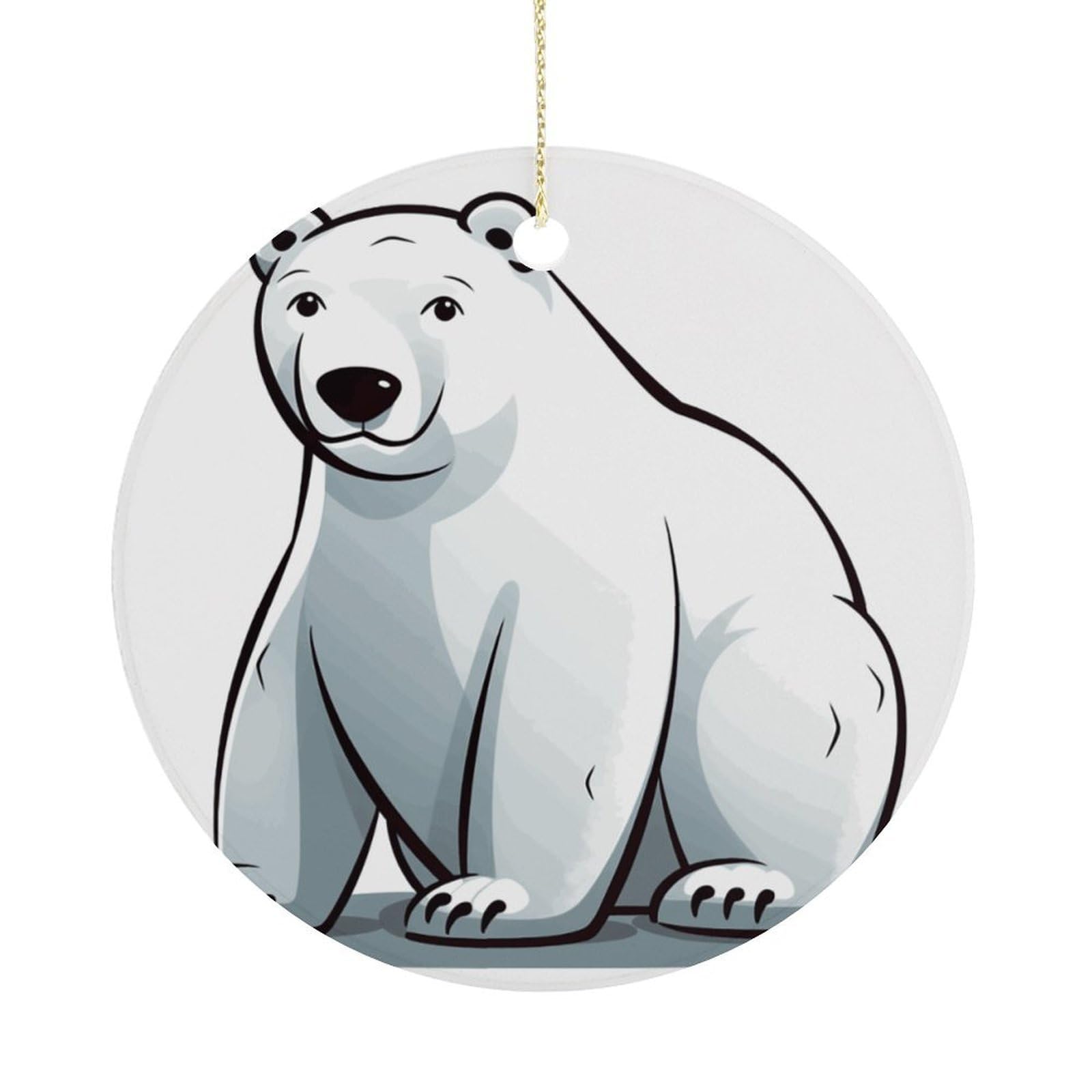 Personalized Christmas Ornaments 2025 Ceramic Hanging Polar Bear Ornaments with Gold String Double-Sided Vintage Holiday Decorations for Tree Mantel Tabletop Xmas Party Favors