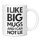 Mug Monster - I Like Big Mugs and I Cannot Lie Giant Mug, Extra Large Tea Cup - Ceramic Coffee Cup, Gift for Men or Women, Extra Large and Giant Available, 20oz White