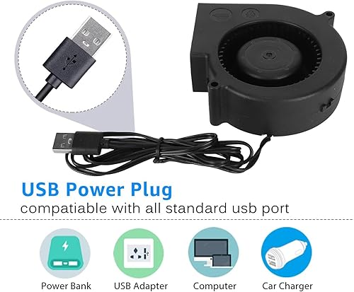 Miniatura 3 de Ventilador de enfriamiento de ventilador de 3.819 x 1.299 in, ventilador USB de 3.8 pulgadas, modo de 3 velocidades, CC 5 V, sin escobillas, 3800