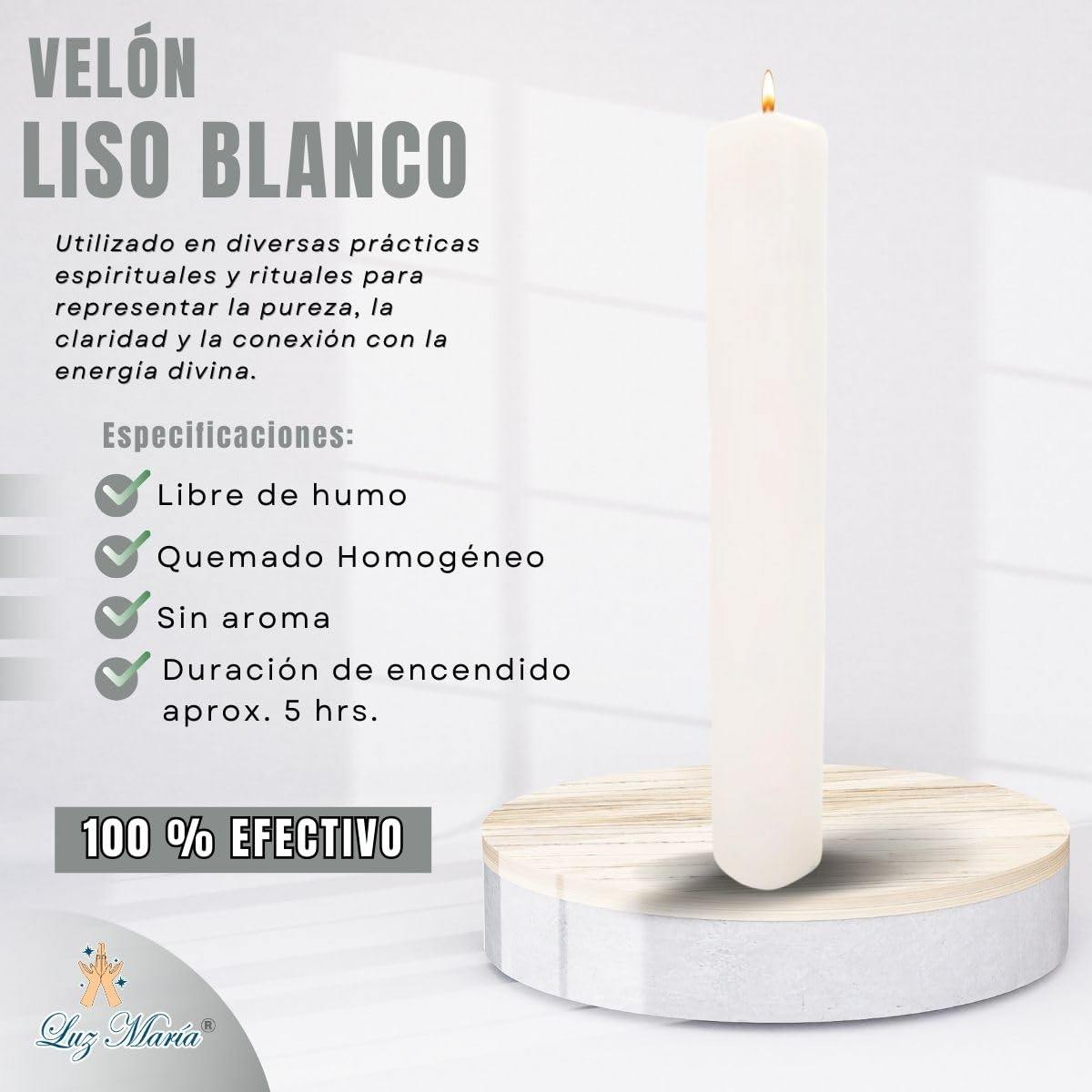 Paraffin Candle Height 20 cm, Diameter 4 cm, 250 g, for Rituals and Decoration (White)