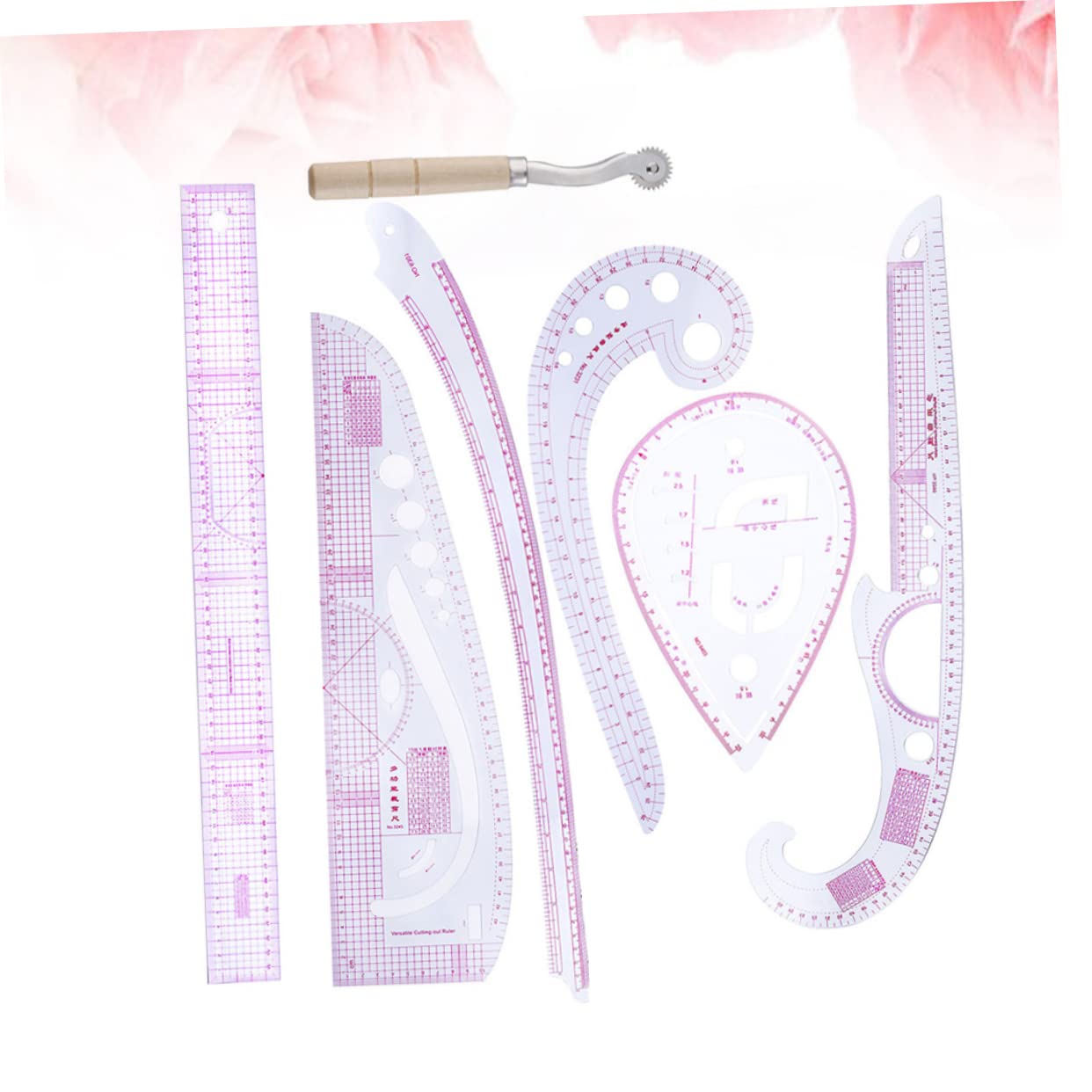 7-Piece Tailor Sewing Ruler Set for Clothing Design Multi-Functional Measuring Tools Curves and Straight Edges for Fashion Designers and Seamstresses
