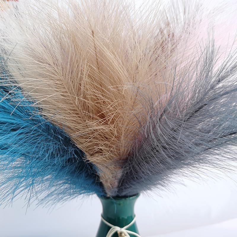 Miniatura 5 de 43cm(17") Ramas de pampa artificiales coloridas Pompas esponjosas decorativas en jarrón hierba falsa (5, rojo)