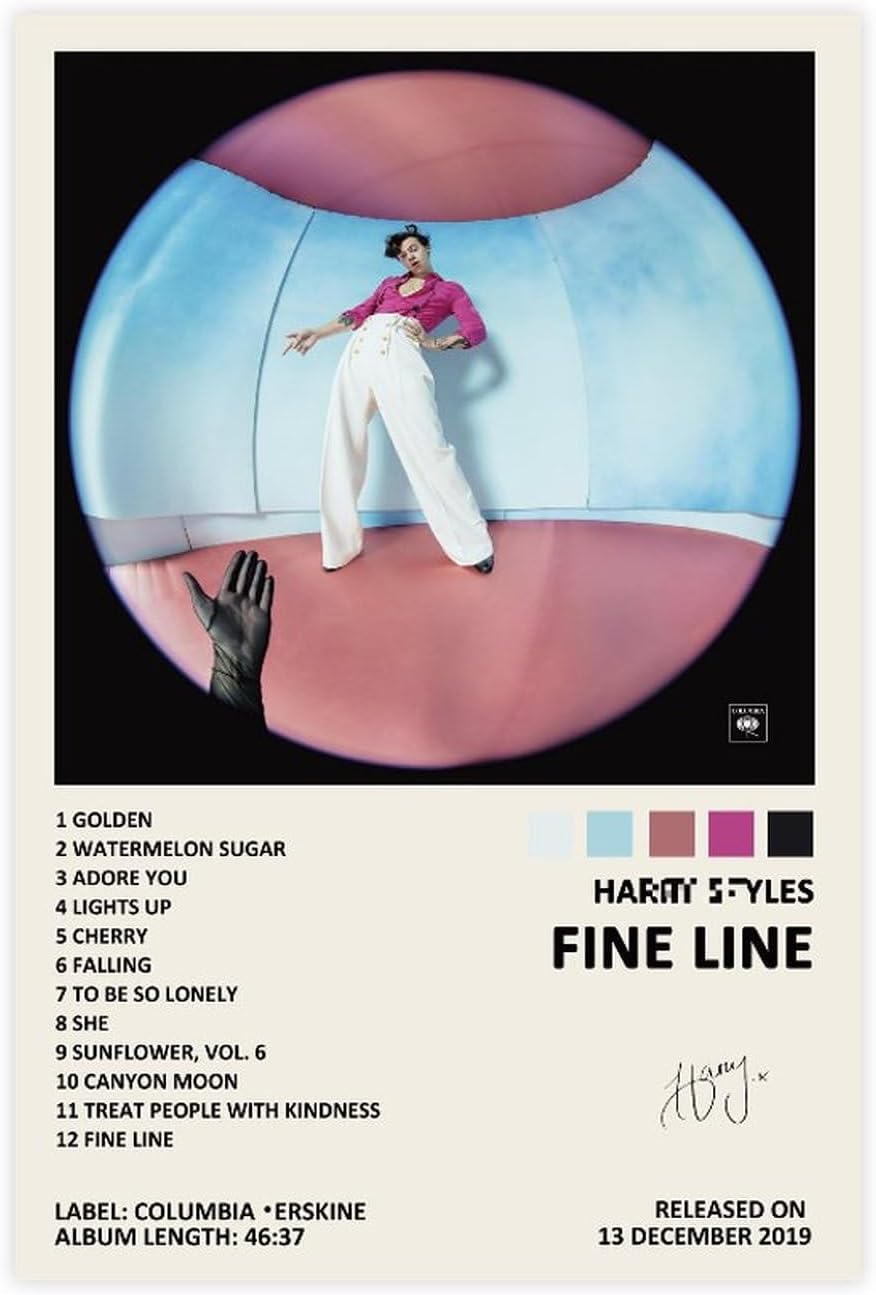 Advantageous Line Music Album Cowl Signed Restricted Poster Canvas Poster Wall Artwork Decor Print Image Portray for Residing Room Bed room Ornament Unframe: 12 x 18 inches (30 x 45 cm)