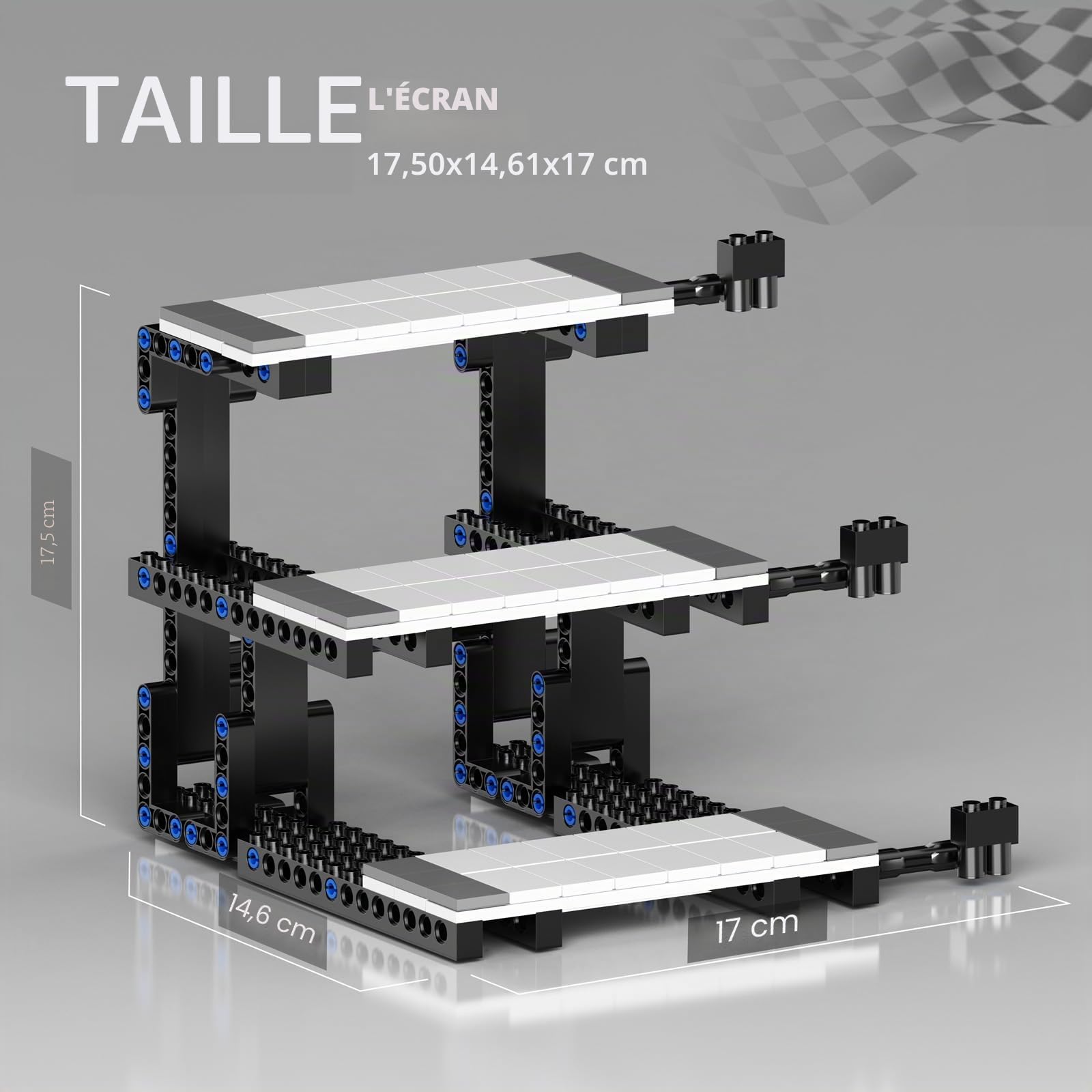 Présentoir pour Lego Speed ​​Champions Kit Construction, Présentoir 3 Niveaux pour Lego 77242 76923 76934 77240 77239 76914 avec Figurine Pilote. Cadeau Collection pour Adultes (220 Pièces)