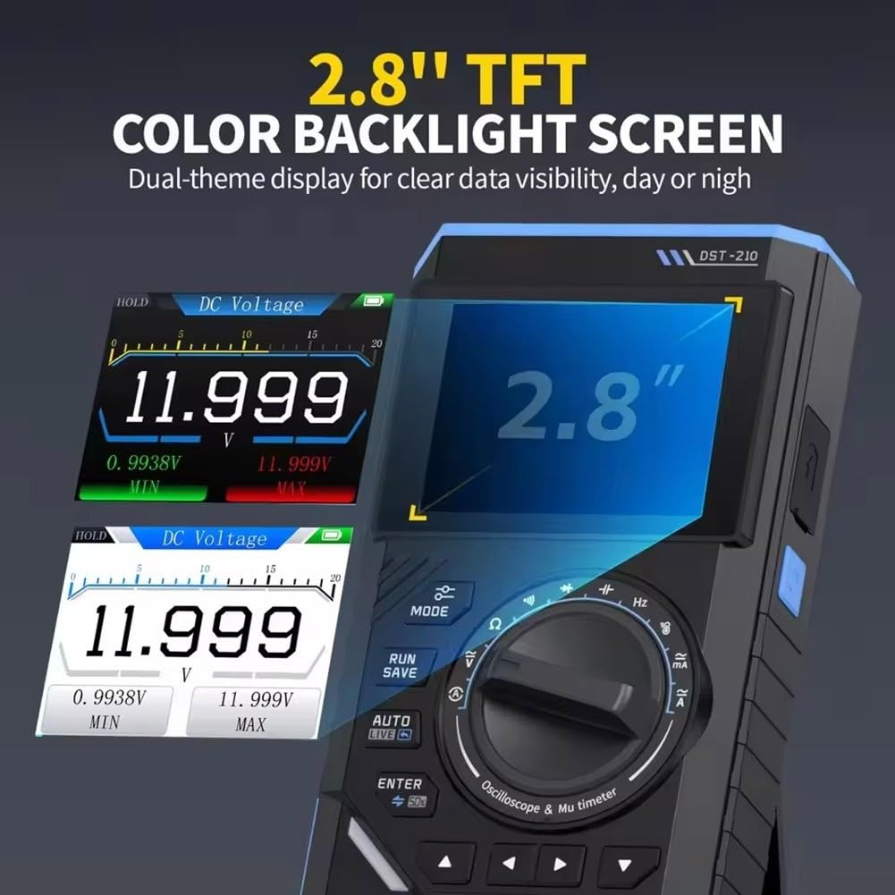 Eawfgtuw DST-210 - Multímetro digital 3 en 1 con osciloscopio de 10 MHz y generador de señal, probador portátil de mano para profesionales