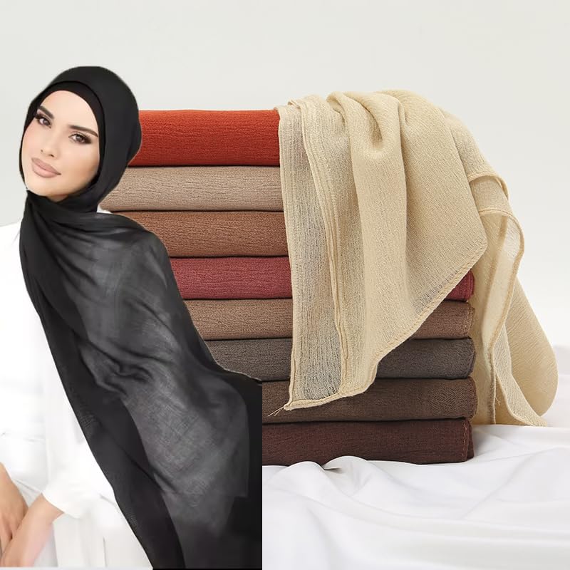 Crinkle Hijabs Scarf Solid Viscose Headscarf Wraps Muslim Women Hijab Islamic Turban Headbands2