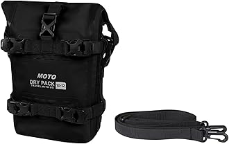 Motorcycle Tail Bag Front Bumper Bag, 12L Roll-top Waterproof Motor Saddle Panniers Luggage Bags for Bike Motorcy-Black(12L)