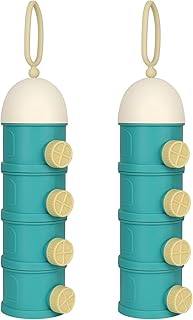 Accmor Baby Formula Dispenser On The Go, 4 Layers Stackable Non-Spill Snack Storage Milk Powder Formula Container for Travel, BPA Free, Green, 2 Pack