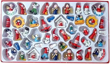 48Pcs Enfeites de Madeira de Natal Kit de Enfeites Em Miniatura de Natal Enfeite de Papai Noel Do Boneco de Neve Pingentes de Festival de Natal para Decoração de Árvore de Natal