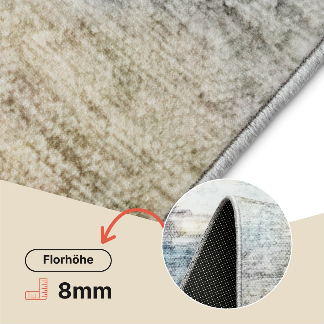 TAPISO Bari Tappeto Motivo Astratto Sfumato Grigio Crema Arancione Blu - Tappeto Stampato con Fondo Antiscivolo Soggiorno Camera da Letto Design Moderno Öko-Tex 200 x 300 cm