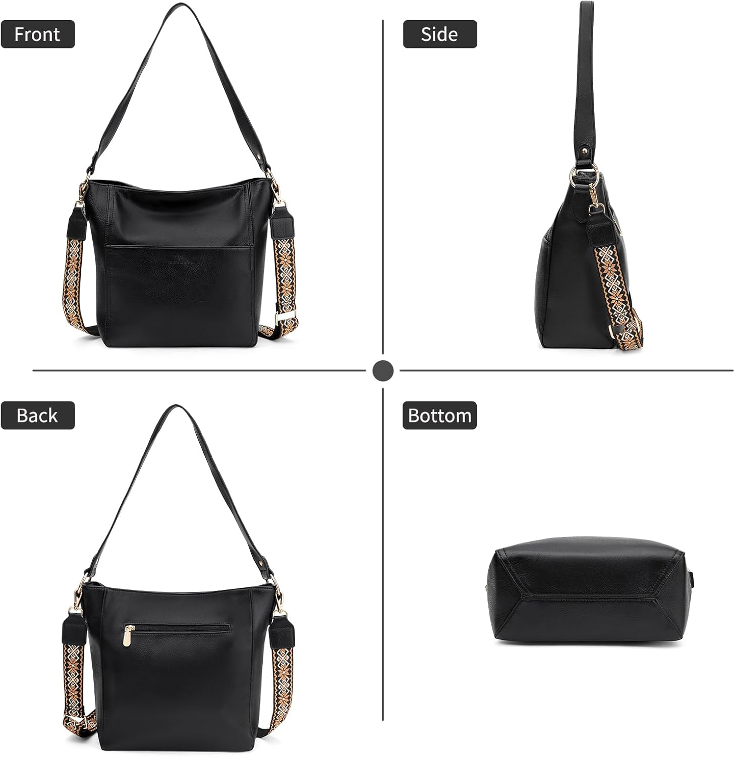 SENDEFN Crossbody Bag for Women, Women Leather Purse, Crossbody Handbag with Shoulder Strap, Shoulder Purse Hobo Bag for Work - Image 5