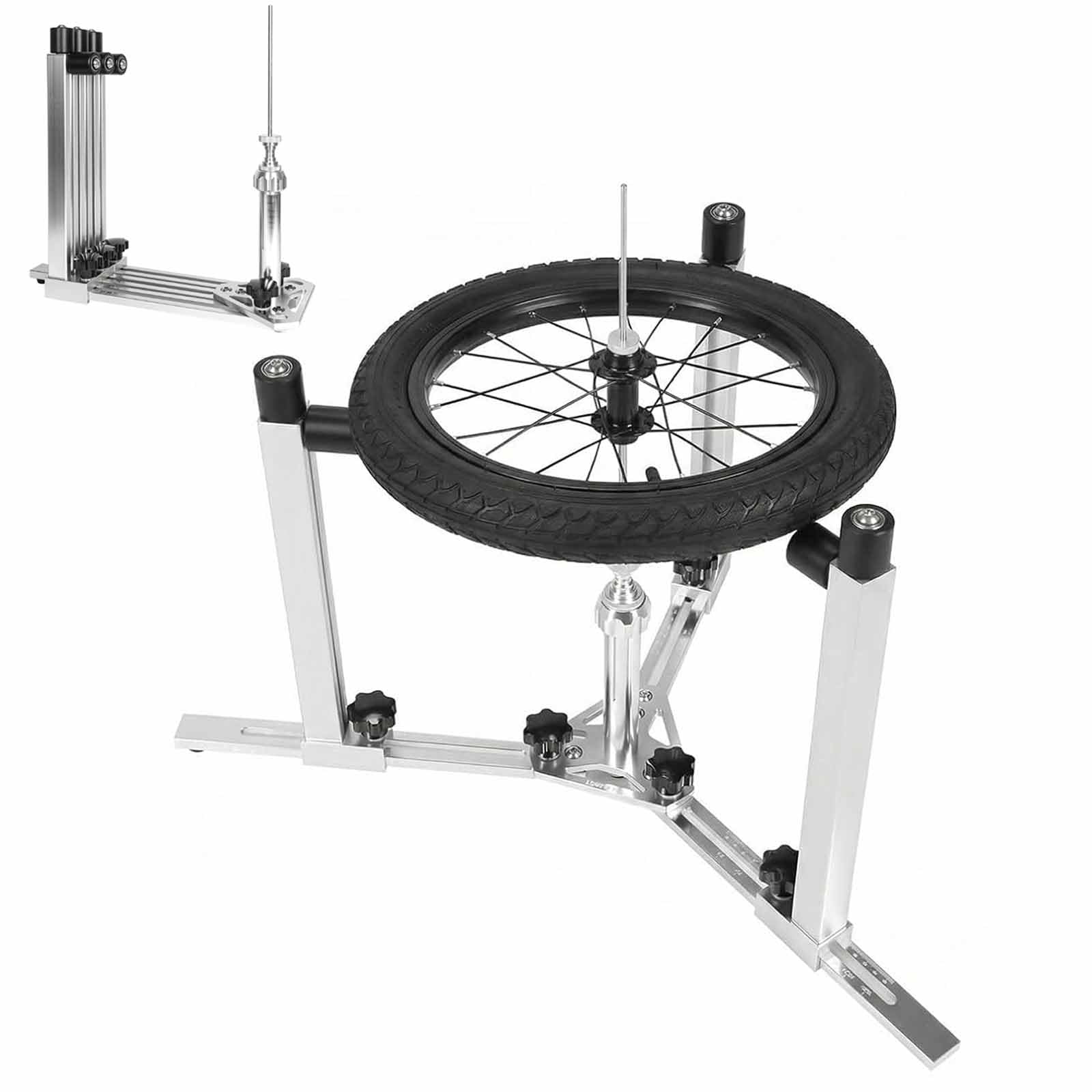 Support Pliable Pour Le Dévoilage Et Le Rayonnage De Roues Vélo (16-29 Et 700c) | Support Avec Échelle De Taille De Jante, Rotation À 360°, En Alliage Daluminium, Pour La Réparation