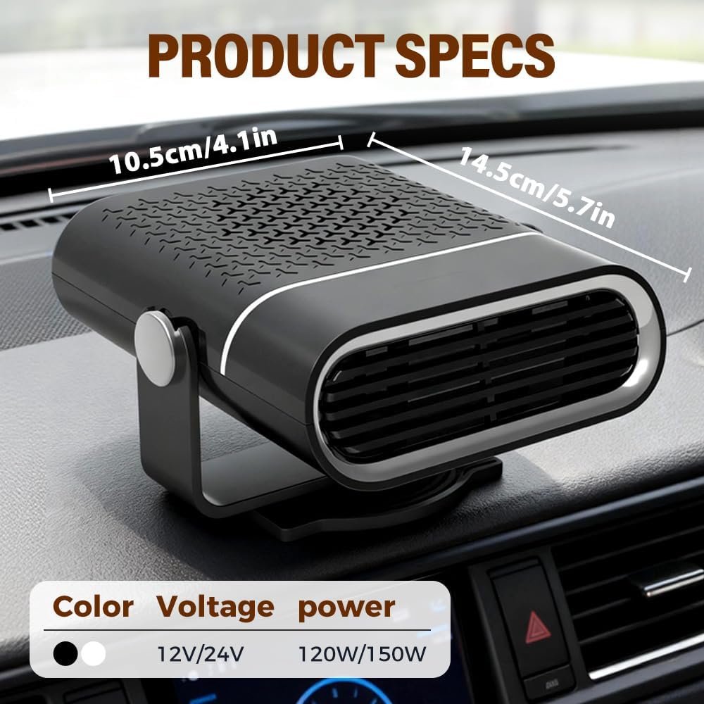 Riscaldatore per auto, kit sbrinatore portatile invernale per auto, 12 V, per parabrezza dell'auto che si collega all'accendisigari