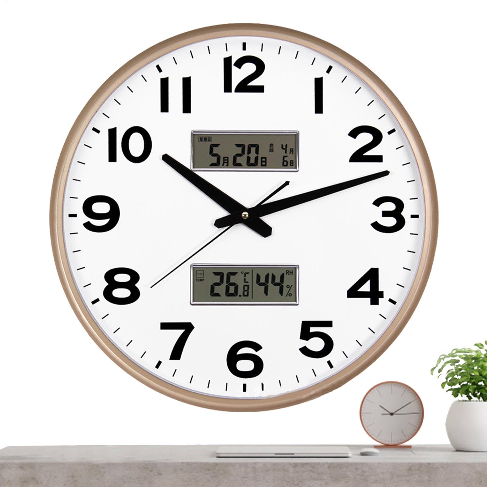 Horloge murale à calendrier perpétuel et affichage numérique LCD précis