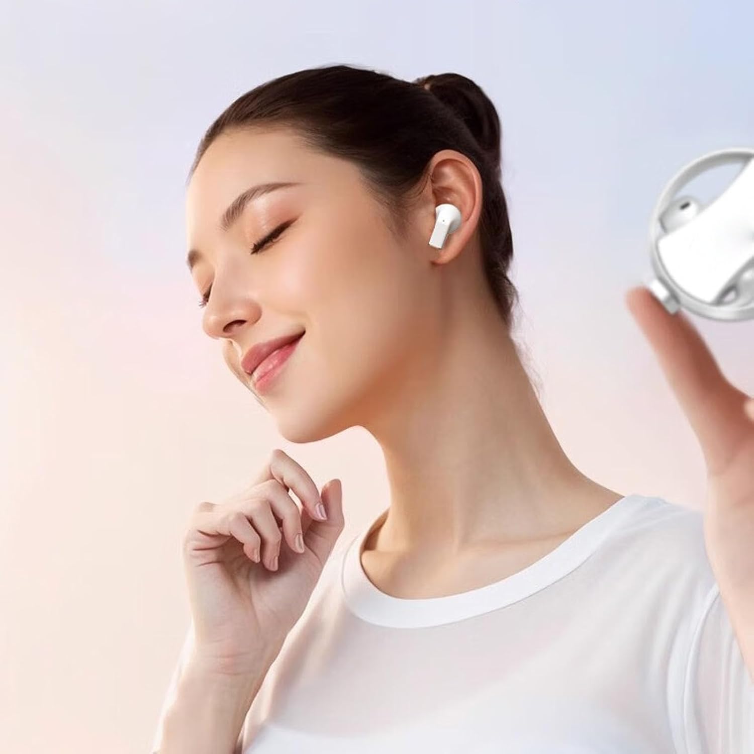 Tangxi 2-in-1 Clip on Open Ear Headphones Wireless Earbuds, Bluetooth 5.3 Couple Earbuds with Clear HiFi Sound, Noise Reduction, IPX5 Water Proof, 140H Playtime (White) image 3