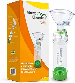 Espaçador Inalatório Maxx Chamber Baby com Máscara Facial Câmara Aerossol Bombinha Asma Bebê Bebê Válvula Unidirecional Livre de BPA Para Bombinha Medicamento Aerosol
