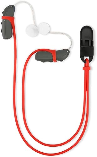 Cordón antipérdida para audífonos BTE con clip, Rojo & negro