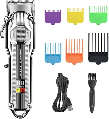 CRIVERS Cortadora de pelo para hombres, cortadora de pelo eléctrica de peluquería completa de metal profesional para hombres, máquina de acabado de