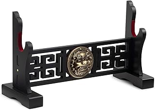 Ekkhysis Kylin Sword Stand 1-Tier Padded Hook Katana Stand Holder Display Hanger for Tanto Rapier Light Saber Samurai Blade Tanjirou Demon Slayer Weapon Display Stand (1-tier)