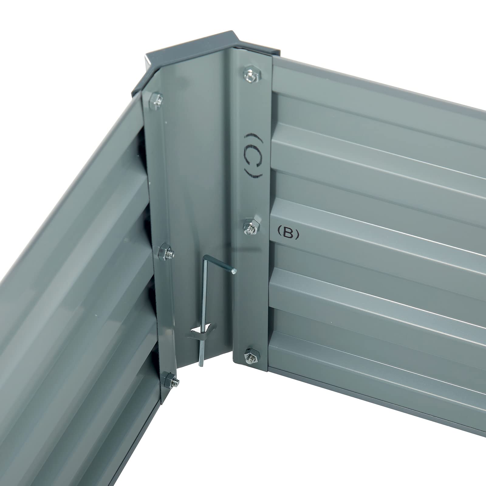 zizin Raised Garden Beds for Vegetables Galvanized Steel Planter Box Lawn Green for Flowers, Herbs, Fruits, Outdoor Patio Frame (Grey,4x1.5x1 ft)