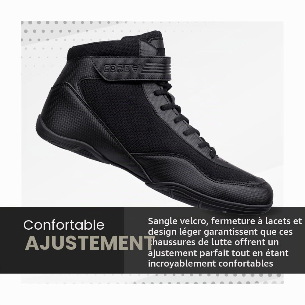 CORE Chaussures de Lutte pour Hommes, Femmes et Enfants - Wrestling Shoes, Lutte Homme - Chaussures d'arts Martiaux antidérapantes