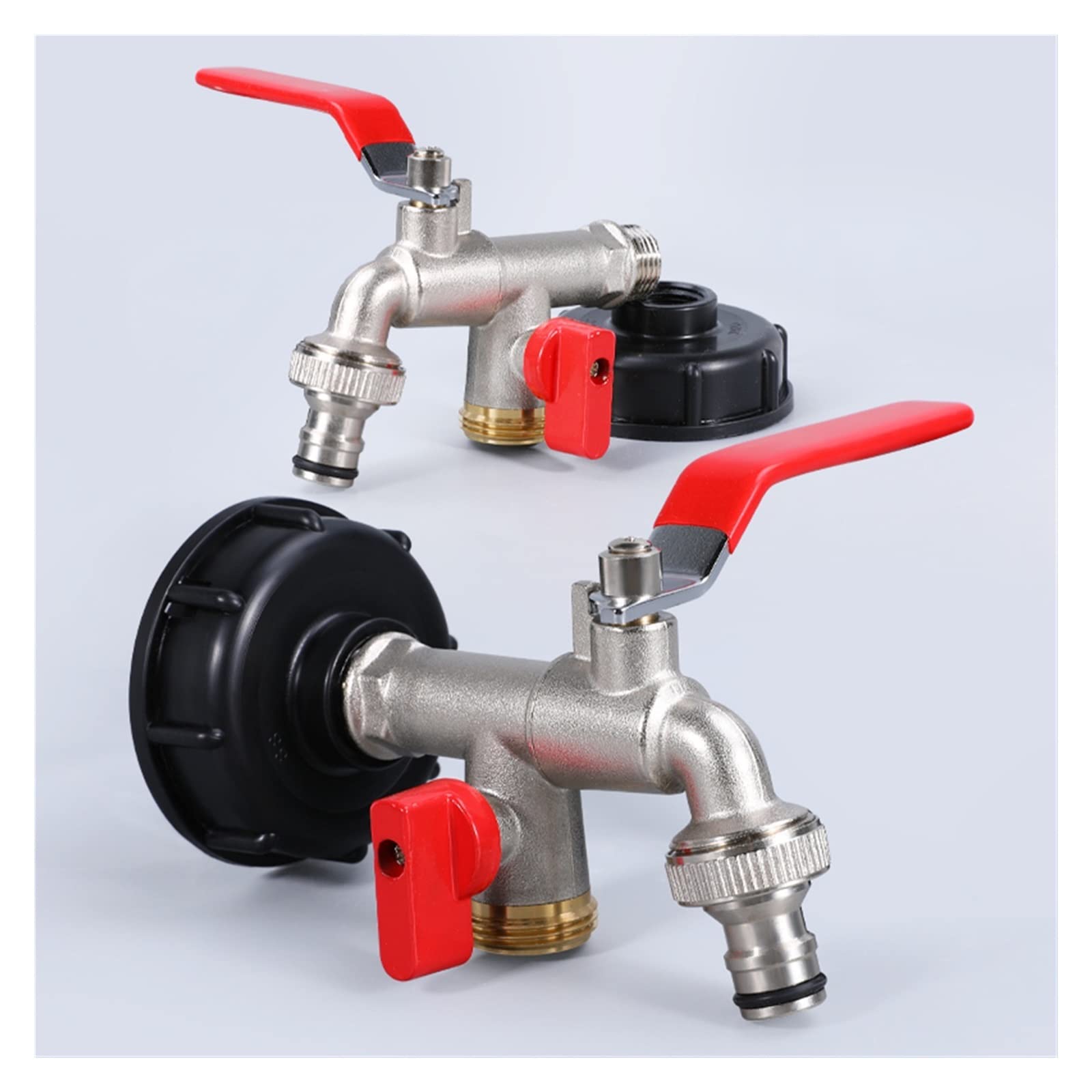 Resistir Extremos de Alta presión y Temperatura S60*6 IBC Adaptador de Tanque Grifo de latón Chapado en níquel Herramienta de Agua del jardín con Conector de Manguera de tubería PC 1