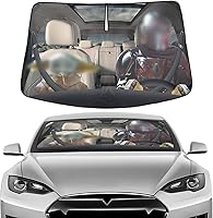 Vista 19 de GENANY Divertido parasol para parabrisas para sedán, SUV, camión (55 x 29 pulgadas), parasol de automóvil, bloquea los rayos UV, accesorios