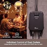 TREATLIFE Double prise en main intelligente extérieure, 2 Chaussettes de contrôle réglables individuelles, 600W, Compatible avec Alexa & Chez Google, IP64 pour les lampes à cordes, lampe de plancher, lampe