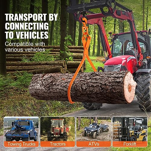 Image of VEVOR Heavy Duty Rotating Steel Lumber Skidding Tongs, 32 inch 2 Claw Log Lifting Tongs, 1543 lbs /700 kg Loading Capacity