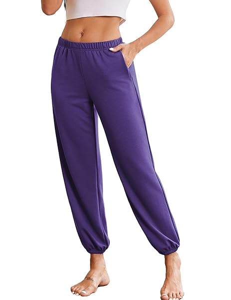 Ekouaer Jogger Pajamas Pants Baggy Lounge Pj Pant Cotton Sleep Bottoms Fall Sweatpants with Pockets for Women