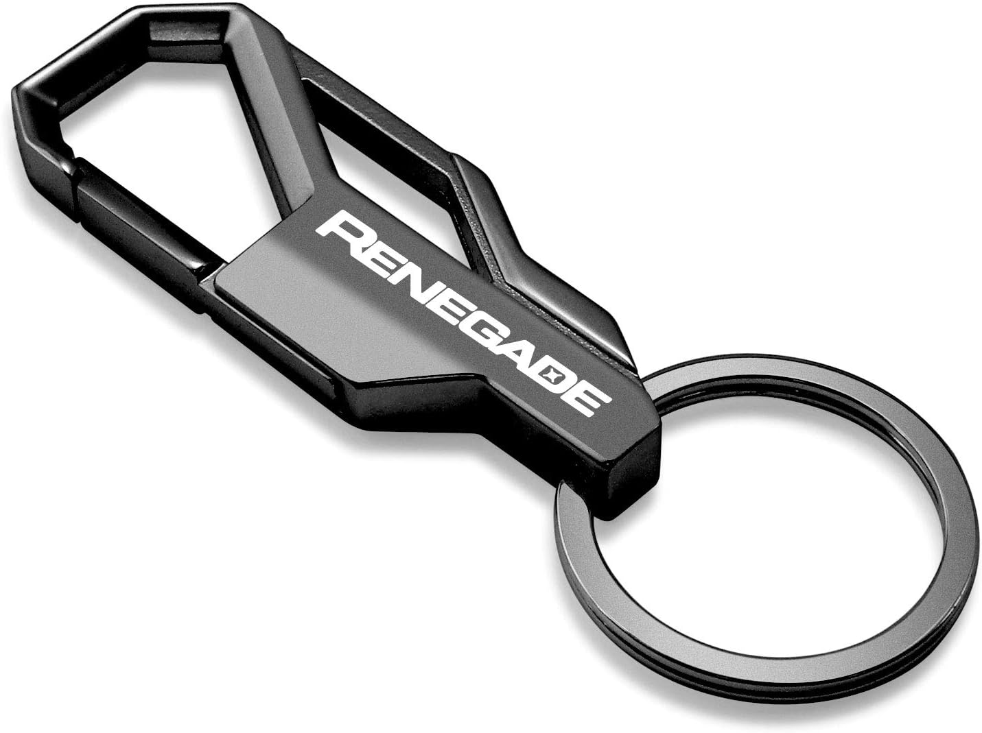 iPick Image for Jeep Renegade Gunmetal Black Carabiner-style Snap Hook Metal Key Chain - Official Licensed