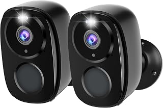 Wireless Security Camera 2 Pack, 2K HD Cameras for Home Security with Color Night Vision, 2-Way Audio, AI Motion Detection, Siren Alarm Security Camera Work with Alexa-Black