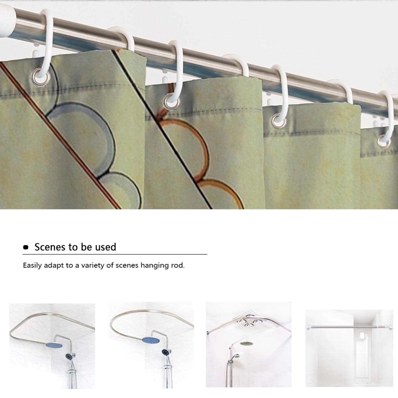 Geometría Cortina de Ducha Amarilla para niños para el baño Artista Pintura Cortina de baño Secado rápido Moderno Cortina de bañera Set con Ganchos