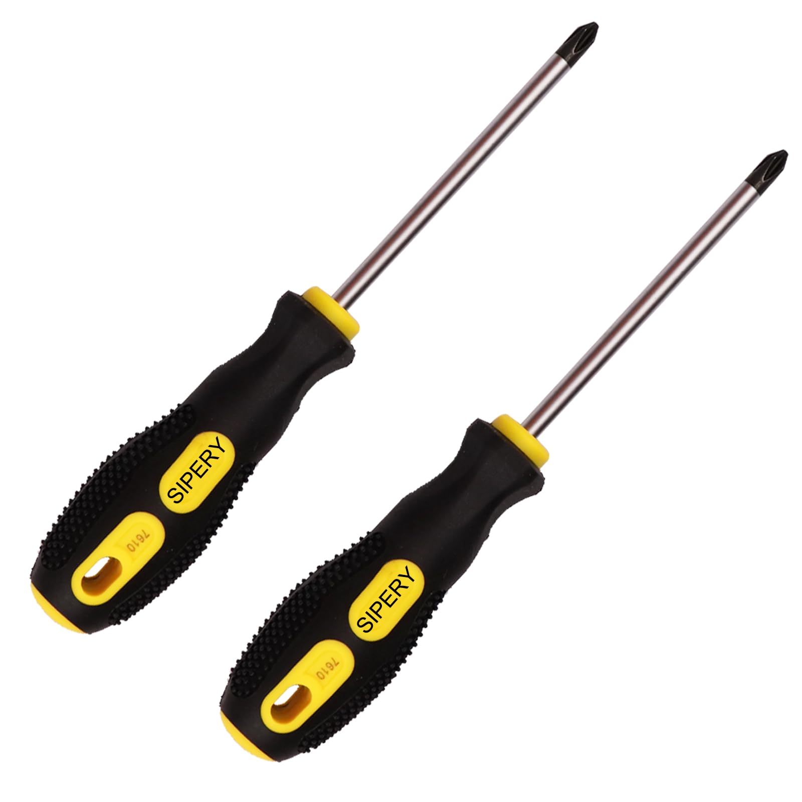 2 Pack Phillips Screwdriver - 4 Inch Shaft, Cross-head 6mm PH2 Magnetic Extended Screwdriver With Rubber Handle