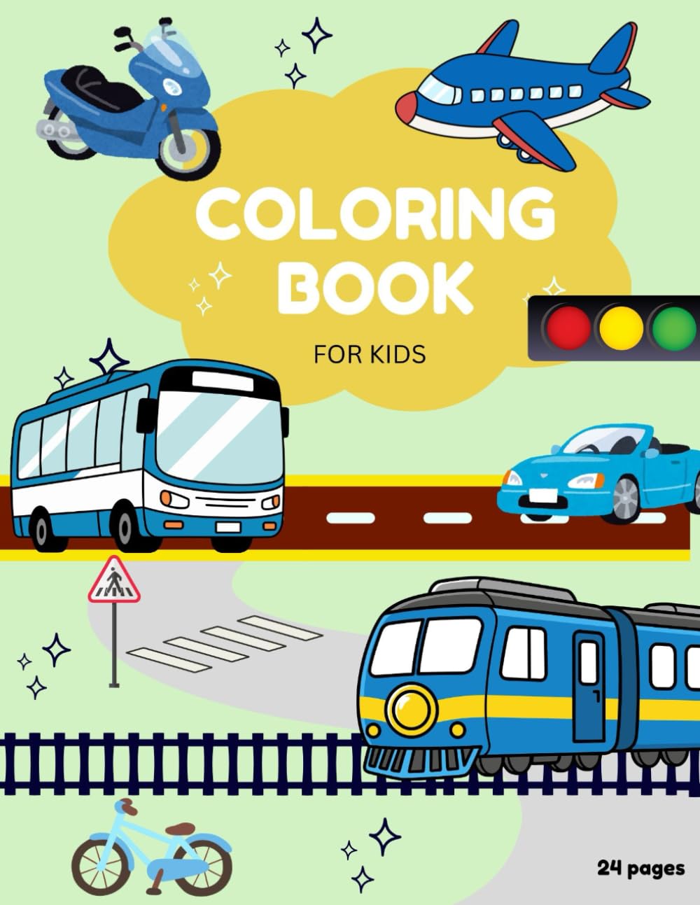 Transportation Coloring Book for Kids — Cars, Trucks, Trains, Airplanes, Rockets & Construction Vehicles — Fun Vehicle Coloring Pages — 8.5 x 11 - 24 Pages