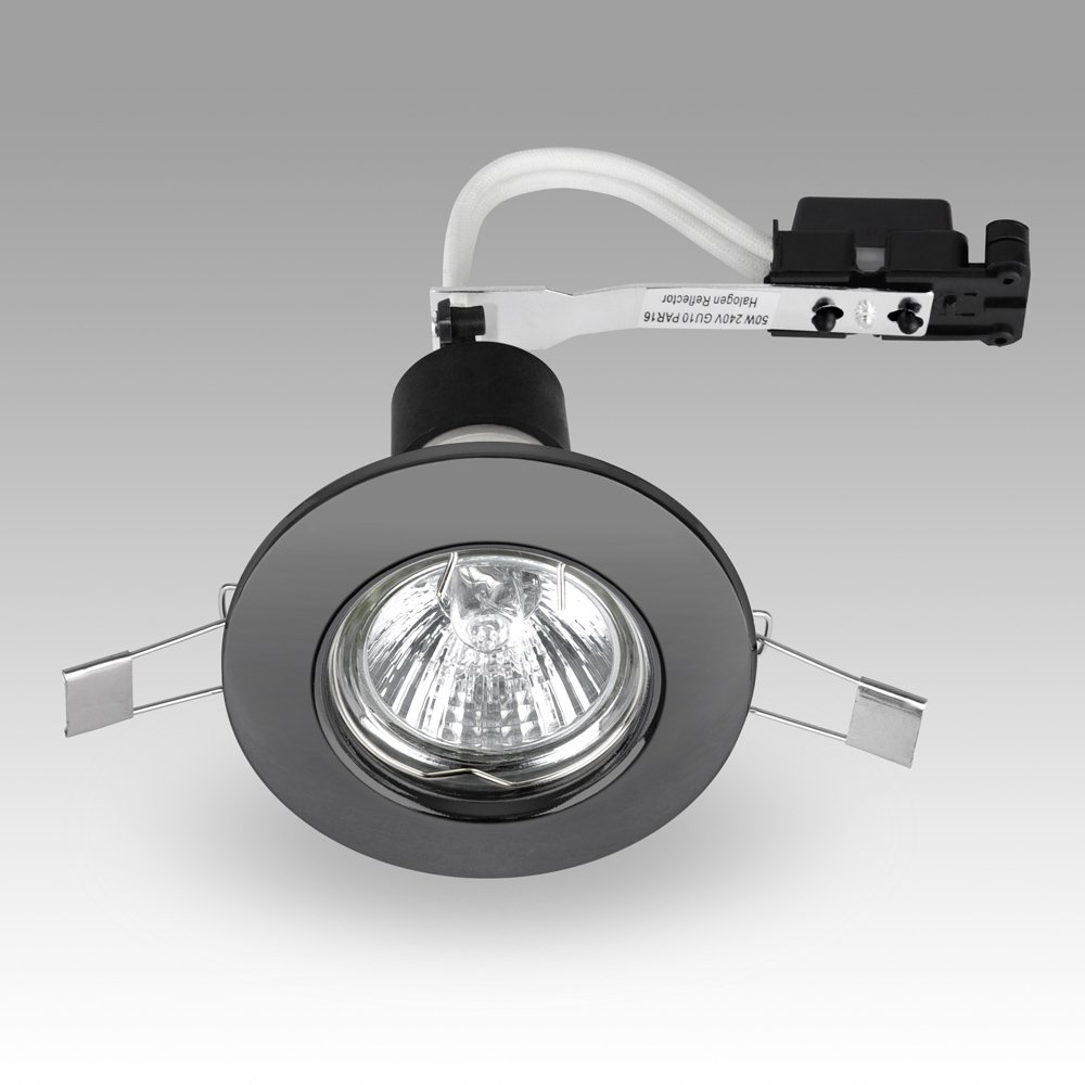 ValueLights GU10 Fixed Downlight Ceiling Light Fitting - Black - Pack of 10