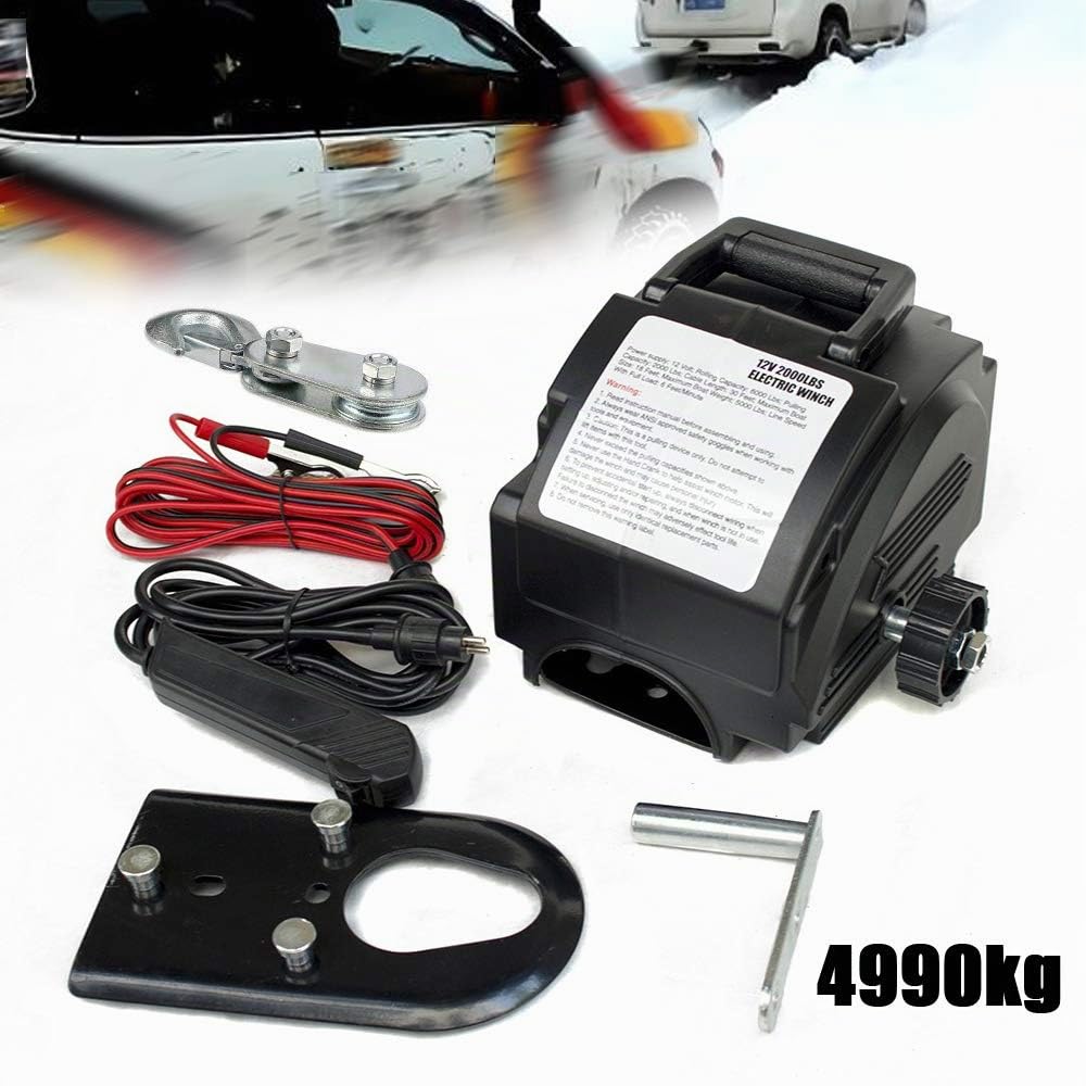 Cabrestante eléctrico de 12 V, 4990 kg, fuerza de tracción, cabrestante para barco con motor, mando a distancia, construcción robusta, versátil para barcos, vehículos y más