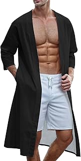 Bata de color liso, chaqueta de camisa para hombre, chaqueta de primavera de verano, ligera, kimono larga, informal, camisa de punto, cárdigan de manga larga