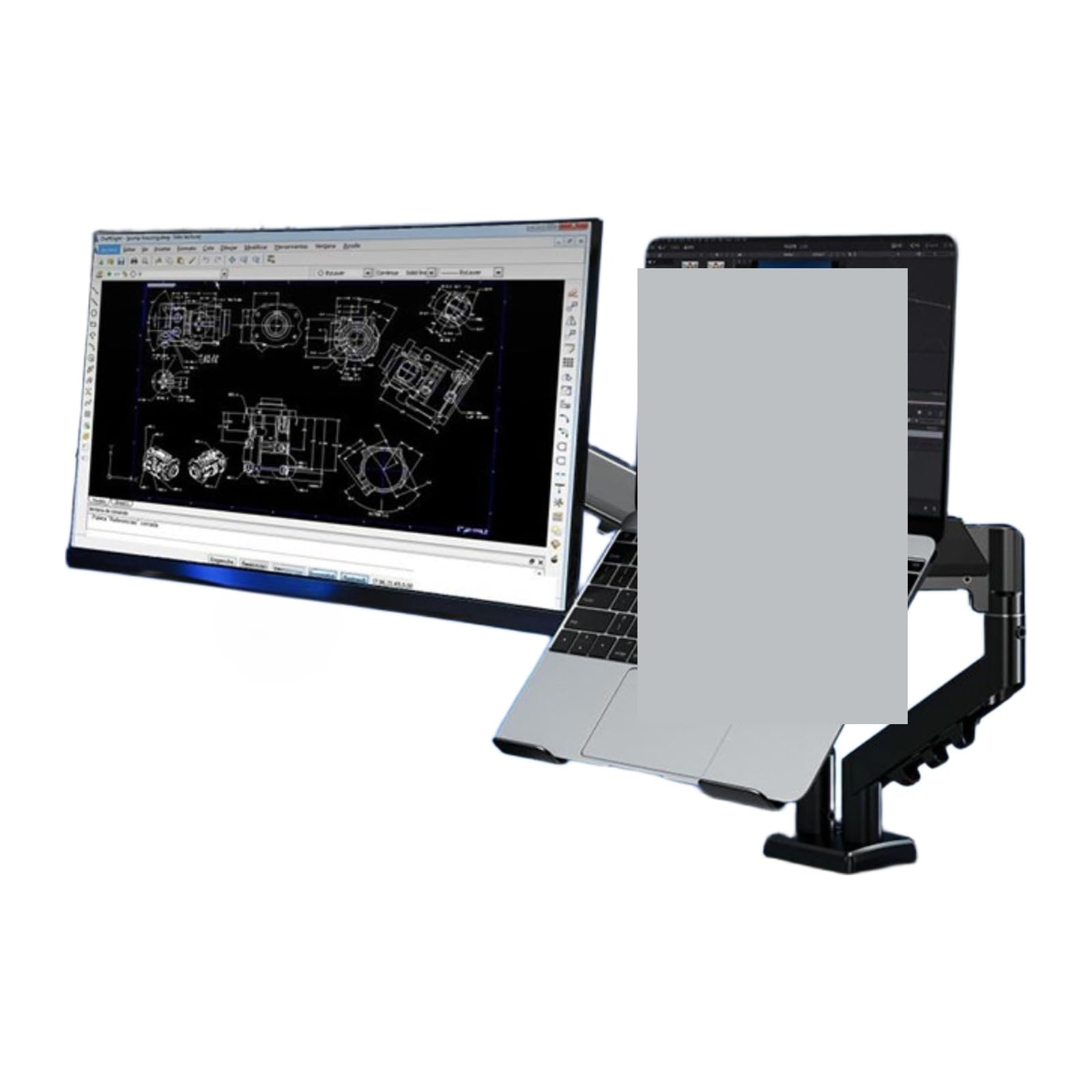 Base for Soporte de Monitor, Monitor Doble, Ajustable en Altura | Brazo articulado, Compatible con LCD/LED(Black dual monitor+tray)