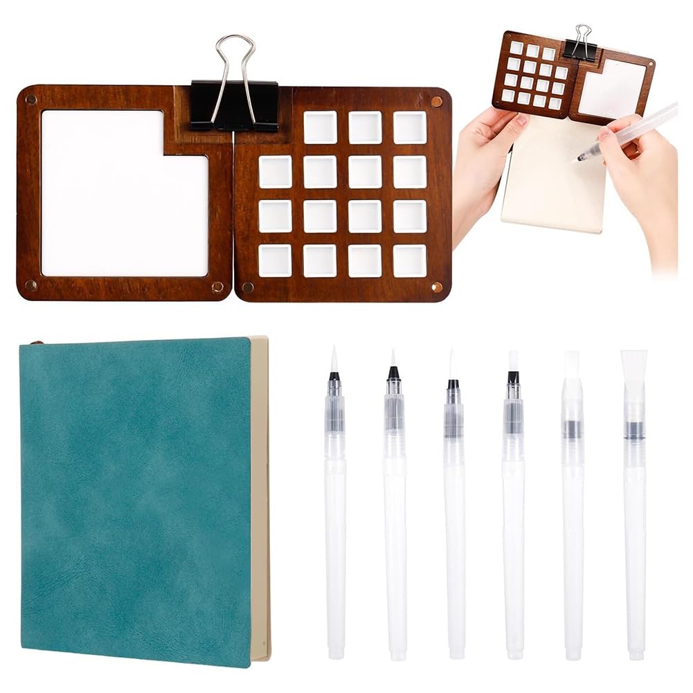 Palette d'aquarelle avec clip de fixation pour matériel de peinture, godet de voyage pour bloc de dessin