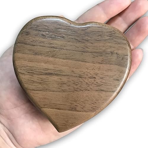 Miniatura 7 de Caja de música de madera en forma de corazón de nogal con melodía de mecanismo musical Sankyo No puedo evitar enamorarse