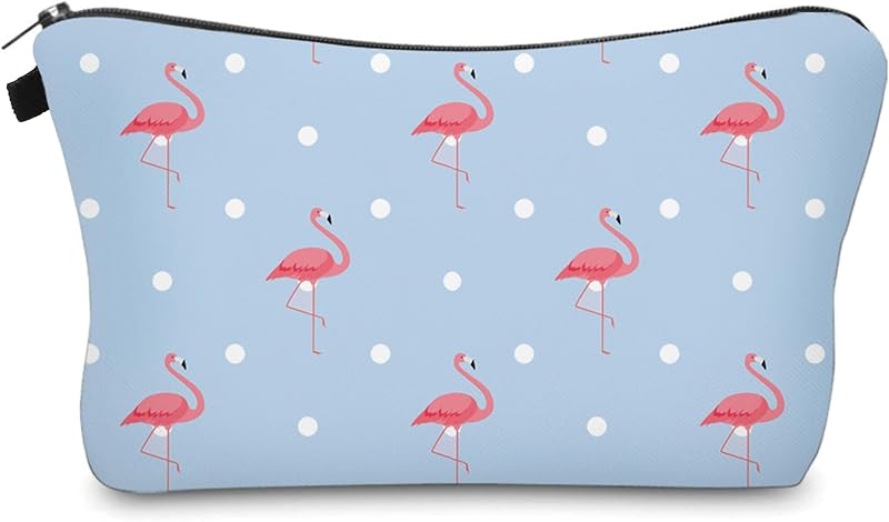 Necessaire de maquiagem Aiphamy Flamingo Blue com zíper