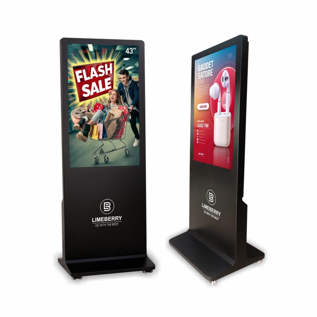 Limeberry I Shape Digital Standee Kiosk | 43 Inch Android Display | A+ IPS Panel | 20W Speaker | USB, HDMI, Wi-Fi, Ethernet | 1-Year Warranty | Model LB431-IUH | Black-image-2