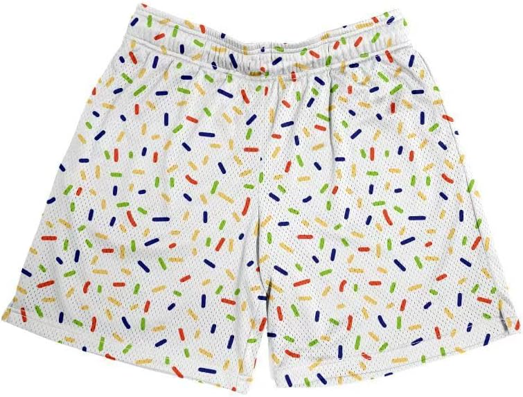 Men's Ice Cream Mesh Graffiti Athletic Shorts Lightweight Quick-Dry Gym Baseball Workout Running Shorts Pants with Pockets - Image 4